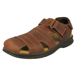Mens Clarks Ankle Strap Casual Sandals Hapsford Creek - Black, UK 7
