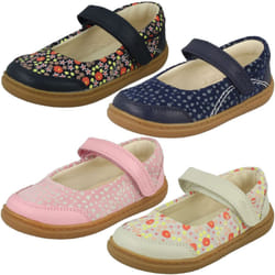Girls Clarks Mary Jane Shoes Flash Stripe - Ivory, UK 7.5 Infant