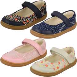 Girls Clarks Mary Jane Shoes Flash Stripe - Ivory, UK 7.5 Infant