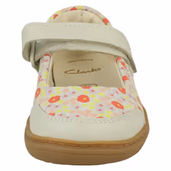 Girls Clarks Mary Jane Shoes Flash Stripe - Ivory, UK 9.5 Child