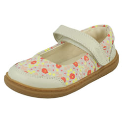 Girls Clarks Mary Jane Shoes Flash Stripe - Navy, UK 7 Infant