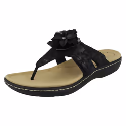 Ladies Clarks Backless Toe-Post Sandals Laurieann Gema - Black, UK 6.5