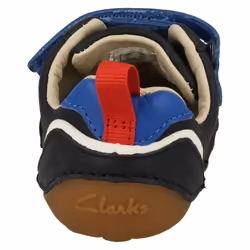 Childrens Clarks Casual Hook And Loop Strap Shoes Tiny Sky T - Navy Leather - UK Size 3F - EU Size 18.5 - US Size 3.5M
