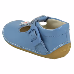 Girls Clarks Casual First Shoes Tiny Flower - Silver Leather - UK Size 2.5F - EU Size 18 - US Size 3M - Blue, UK 2 Infant