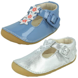 Girls Clarks Casual First Shoes Tiny Flower - Blue, UK 2.5 Infant
