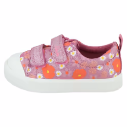 Girls Clarks Casual Shoes City Bright - Blue Floral Textile - UK Size 4.5F - EU Size 20.5 - US Size 5M - Pink Floral Glitter, UK 5 Infant