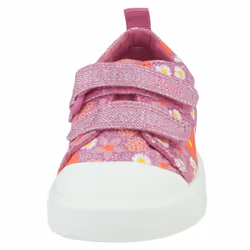 Girls Clarks Casual Shoes City Bright - Blue Floral Textile - UK Size 4.5F - EU Size 20.5 - US Size 5M - Pink Floral Glitter, UK 5 Infant