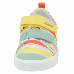 Girls Clarks Casual Shoes City Bright - Blue Floral Textile - UK Size 4.5F - EU Size 20.5 - US Size 5M - Yellow, UK 8.5 Child