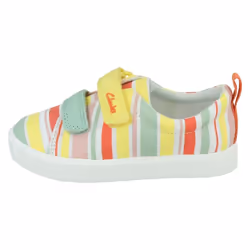 Girls Clarks Casual Shoes City Bright - Blue Floral Textile - UK Size 4.5F - EU Size 20.5 - US Size 5M - Yellow, UK 9.5 Child