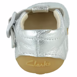 Girls Clarks Casual First Shoes Tiny Flower - Silver Leather - UK Size 2.5F - EU Size 18 - US Size 3M - Silver, UK 3 Infant