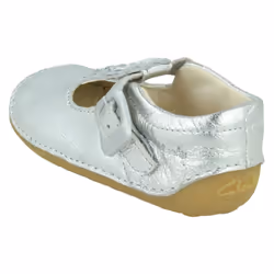 Girls Clarks Casual First Shoes Tiny Flower - Silver Leather - UK Size 2.5F - EU Size 18 - US Size 3M - Silver, UK 4.5 Infant