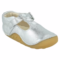 Girls Clarks Casual First Shoes Tiny Flower - Silver Leather - UK Size 2.5F - EU Size 18 - US Size 3M - Silver, UK 5 Infant