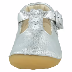 Girls Clarks Casual First Shoes Tiny Flower - Silver Leather - UK Size 2.5F - EU Size 18 - US Size 3M - Silver, UK 5.5 Infant
