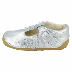 Girls Clarks Casual First Shoes Tiny Flower - Silver Leather - UK Size 2.5F - EU Size 18 - US Size 3M - Silver, UK 5.5 Infant
