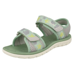 Childrens Clarks Casual Summer Sandals Surfing Tide K - Green, UK 10.5 Child