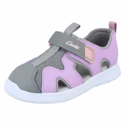 Childrens Clarks Casual Summer Sandals Ath Surf T - Lilac, UK 5 Infant