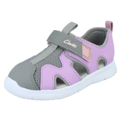 Childrens Clarks Casual Summer Sandals Ath Surf T - Lilac, UK 5 Infant