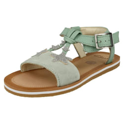 Girls Clarks Star Detailed Sandals Finch Summer K - Green, UK 11.5 Child