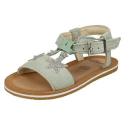 Girls Clarks Star Detailed Strappy Sandals Finch Summer T - White, UK 7 Infant