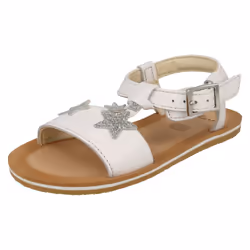 Girls Clarks Star Detailed Strappy Sandals Finch Summer T - White, UK 7 Infant