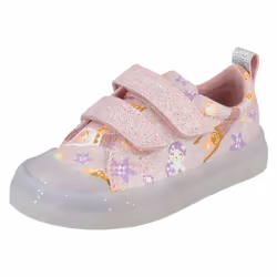 Girls Clarks Casual Shoes Foxing Print T - Pink, UK 4 Infant