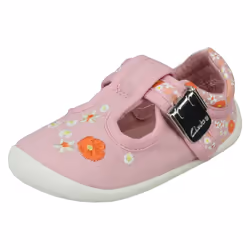 Girls Clarks T Bar Casual Shoe Roamer Sun T - Light Pink, UK 5 Infant