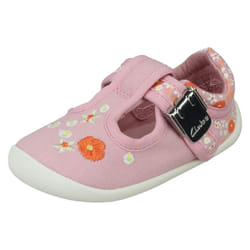 Girls Clarks T Bar Casual Shoe Roamer Sun T - Light Pink, UK 5.5 Infant
