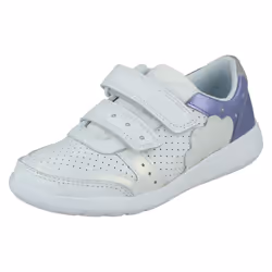 Girls Clarks Casual Trainers Scape Shell - White Leather - UK Size 1.5F - EU Size 33.5 - US Size 2M - White, UK 1.5 Child