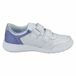 Girls Clarks Casual Trainers Scape Shell - White Leather - UK Size 1.5F - EU Size 33.5 - US Size 2M - White, UK 12.5 Child