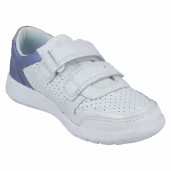 Girls Clarks Casual Trainers Scape Shell - White Leather - UK Size 1.5F - EU Size 33.5 - US Size 2M - White, UK 13.5 Child