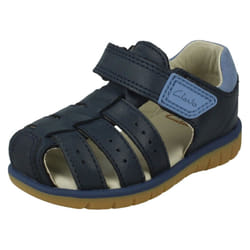 Boys Clarks Hook & Loop Strap Fisherman Sandals Roam Bay - Navy, UK 5 Infant