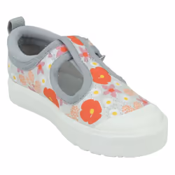 Girls Clarks Casual T-Bar Shoes City Dance - Silver Floral, UK 5 Infant