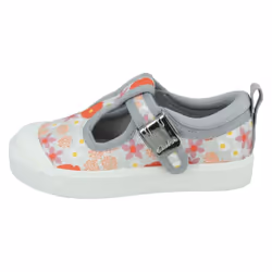 Girls Clarks Casual T-Bar Shoes City Dance - Silver Floral, UK 9.5 Child