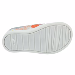 Girls Clarks Casual T-Bar Shoes City Dance - Silver Floral, UK 9.5 Child