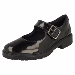 Girls Clarks Mary Jane Style Shoes Loxham Walk Y - Black, UK 4.5 Child