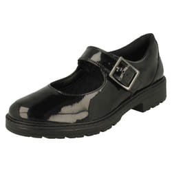 Girls Clarks Mary Jane Style Shoes Loxham Walk Y - Black, UK 4.5 Child