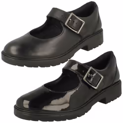 Girls Clarks Mary Jane Style Shoes Loxham Walk Y - Black, UK 3.5 Child
