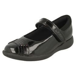Girls Clarks Rainbow Detailed School Shoes Etch Beam - Black, UK 8.5 Child