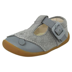 Girls Clarks Casual First Shoes Roamer Cub - Grey, UK 5 Infant