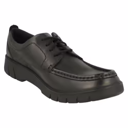 Boys Clarks Lace Up Moccasin Shoes Branch Lace Y - Black, UK 3 Child