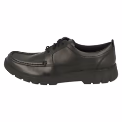 Boys Clarks Lace Up Moccasin Shoes Branch Lace Y - Black, UK 3.5 Child