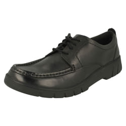 Boys Clarks Lace Up Moccasin Shoes Branch Lace Y - Black, UK 3 Child