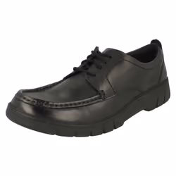Boys Clarks Lace Up Moccasin Shoes Branch Lace Y - Black, UK 3.5 Child