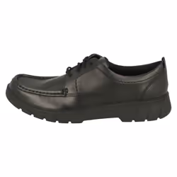 Boys Clarks Lace Up Moccasin Shoes Branch Lace Y - Black, UK 4 Child