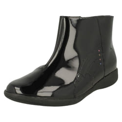 Girls Clarks Rainbow Detailed Ankle Boots Etch Glow - Black, UK 8 Child