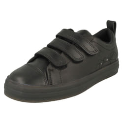 Boys Clarks Ant Detailed Light Up School Shoes Flare Bright K - Black, UK 10 Child