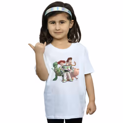 Disney Girls Toy Story 4 Group Cotton T-Shirt - 9-11 Years, White
