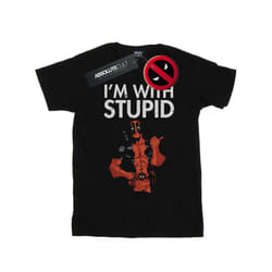 Marvel Mens Deadpool I'm With Stupid T-Shirt - S, Black