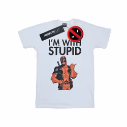 Marvel Mens Deadpool I'm With Stupid T-Shirt - S, White