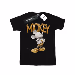 Disney Mens Mickey Mouse Gold Statue T-Shirt - S, Black